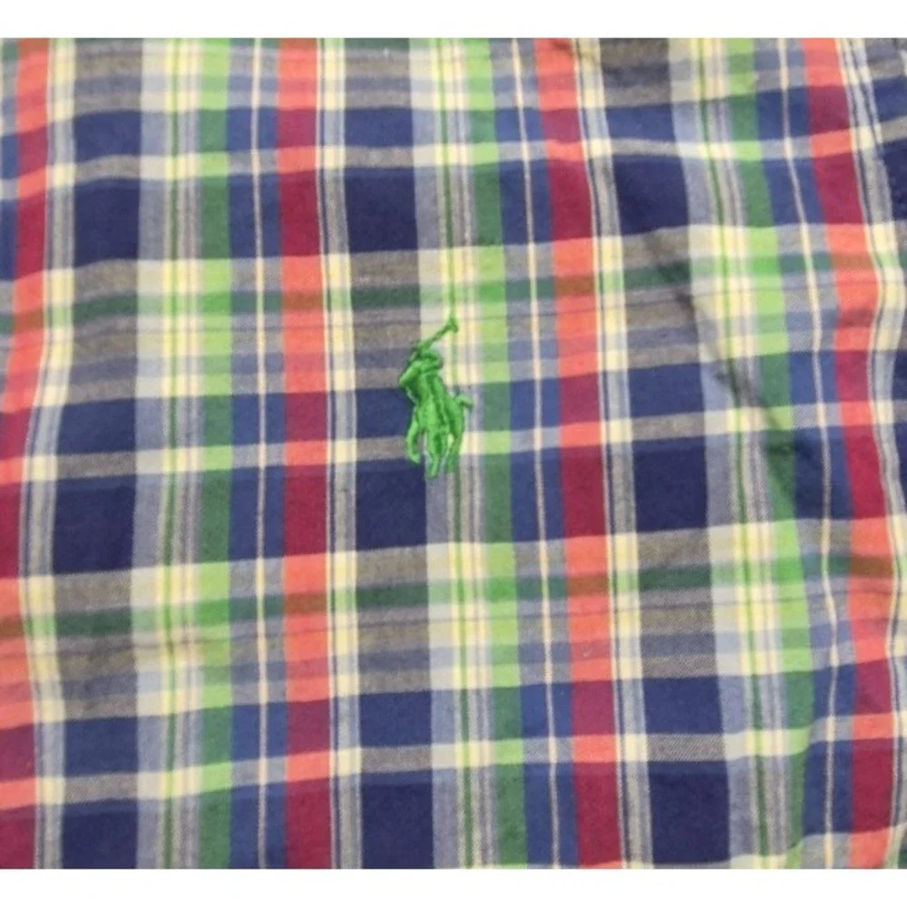 Ralph Lauren‎ boy's multi-color plaid short sleeve button up dress shirt sz. 6